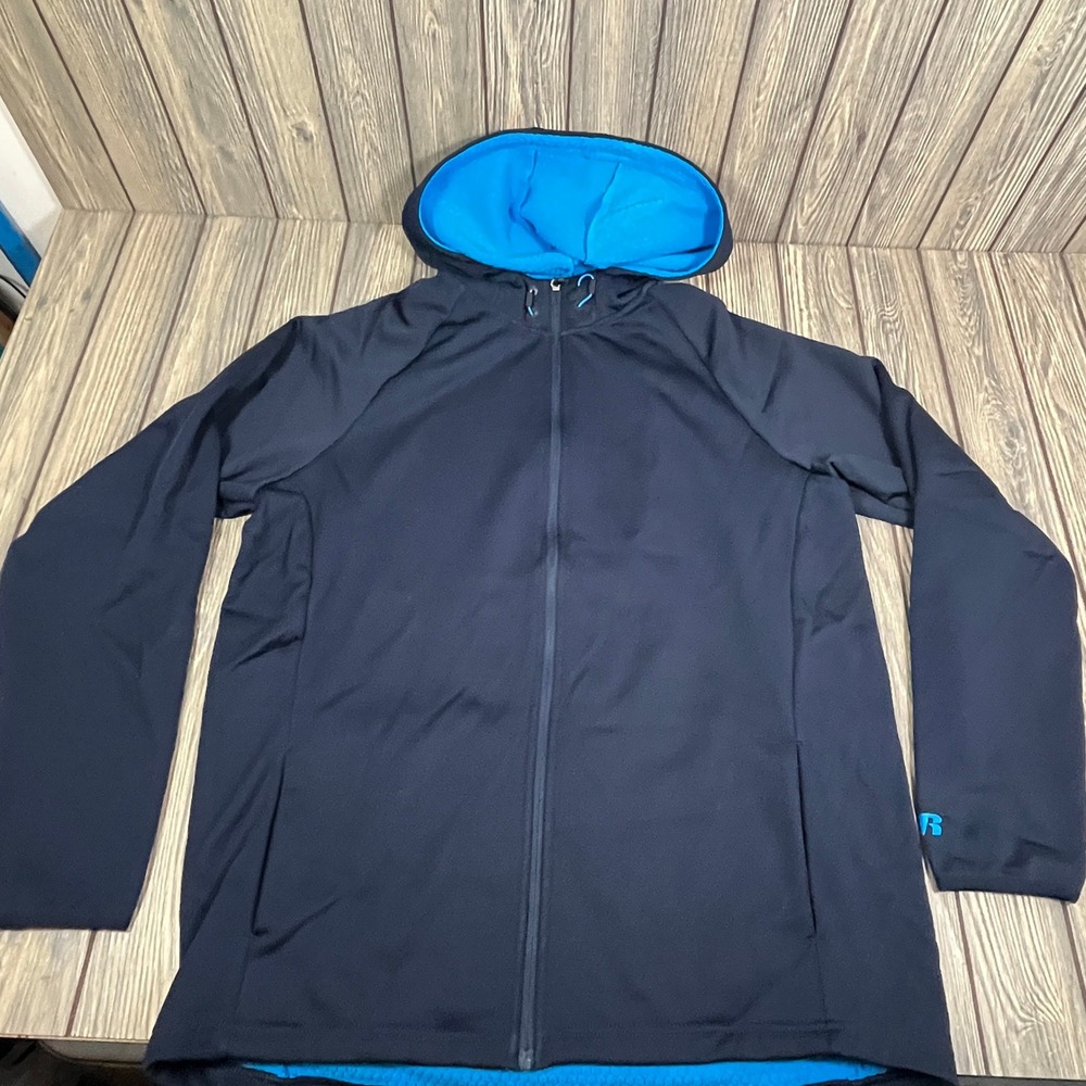 Russell Thermaforce Max Hoodie Men Large Navy Blue Full Zip Jacket Active